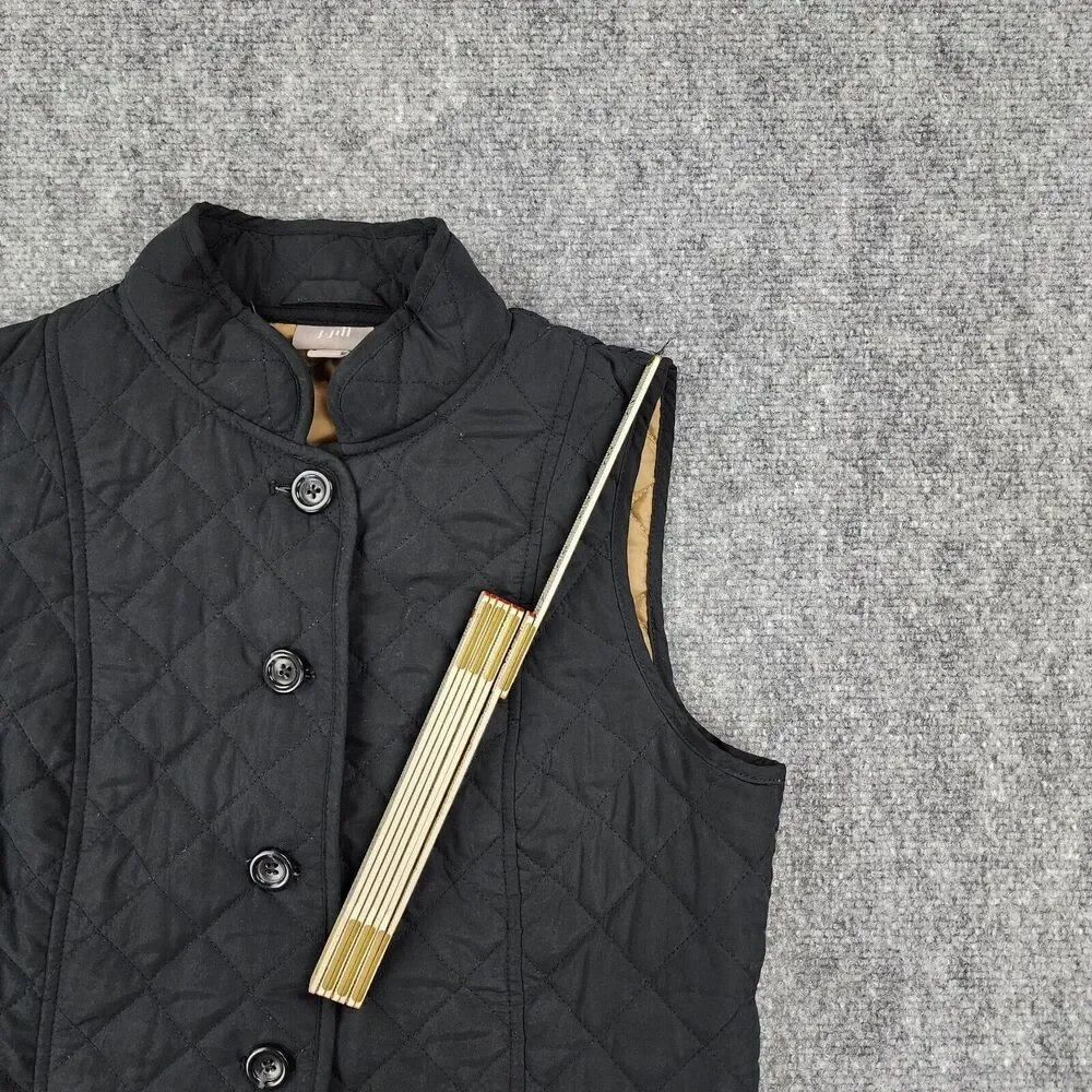 J Jill Vest Womens XS Black Heritage Quilted Button Down Lined Outdoor Hiking - Picture 13 of 16